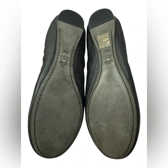 Tory Burch CAROLINE 2 Elastic/Leather Ballet Flats Gold Logo, black SIZE 8M - Picture 7 of 9